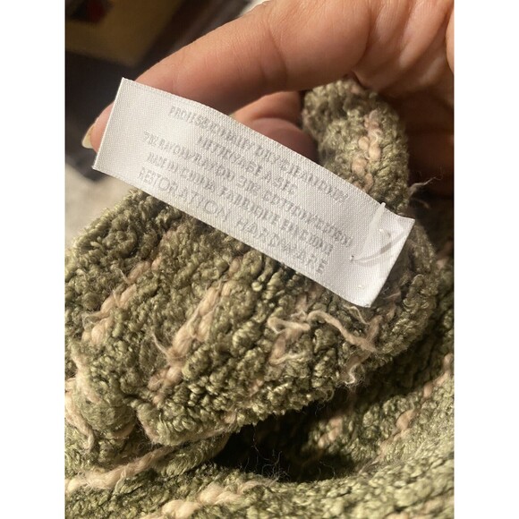 Restoration Hardware Throw Blanket Chenille Sage Green Ribbed Fringe 72x54 - Picture 5 of 7